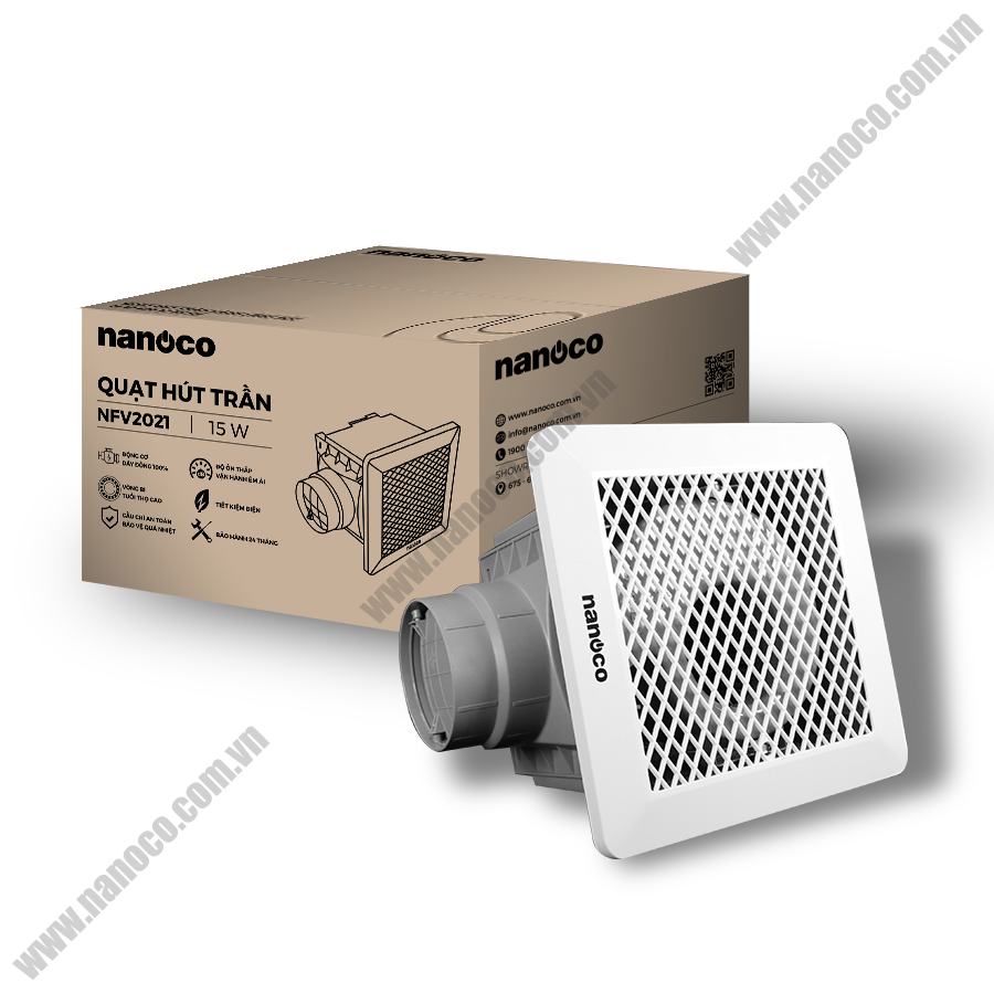 Quạt hút âm trần lồng sóc 15W Nanoco NFV2021