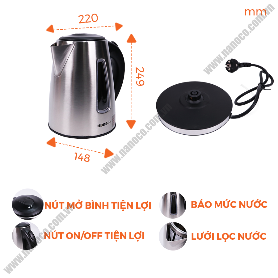  Bình đun siêu tốc Nanoco NKT1762 