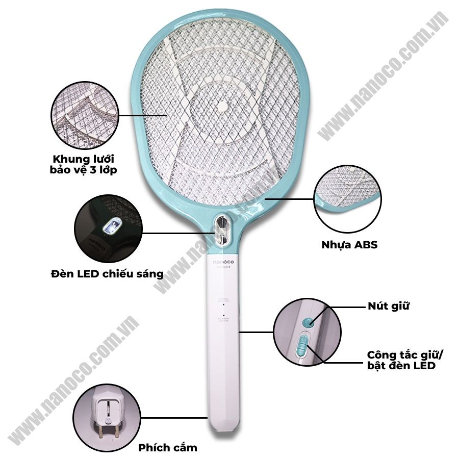 Vợt muỗi Nanoco NMR102B/ NMR102BE