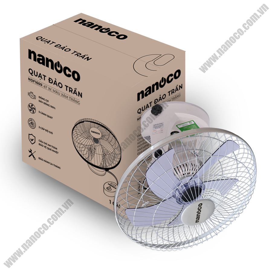 Quạt Đảo Nanoco NOF1609 (Màu Xám Trắng)