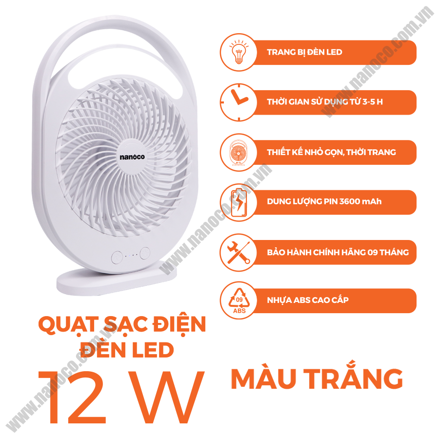 Quạt sạc điện đèn LED Nanoco NRF6310W