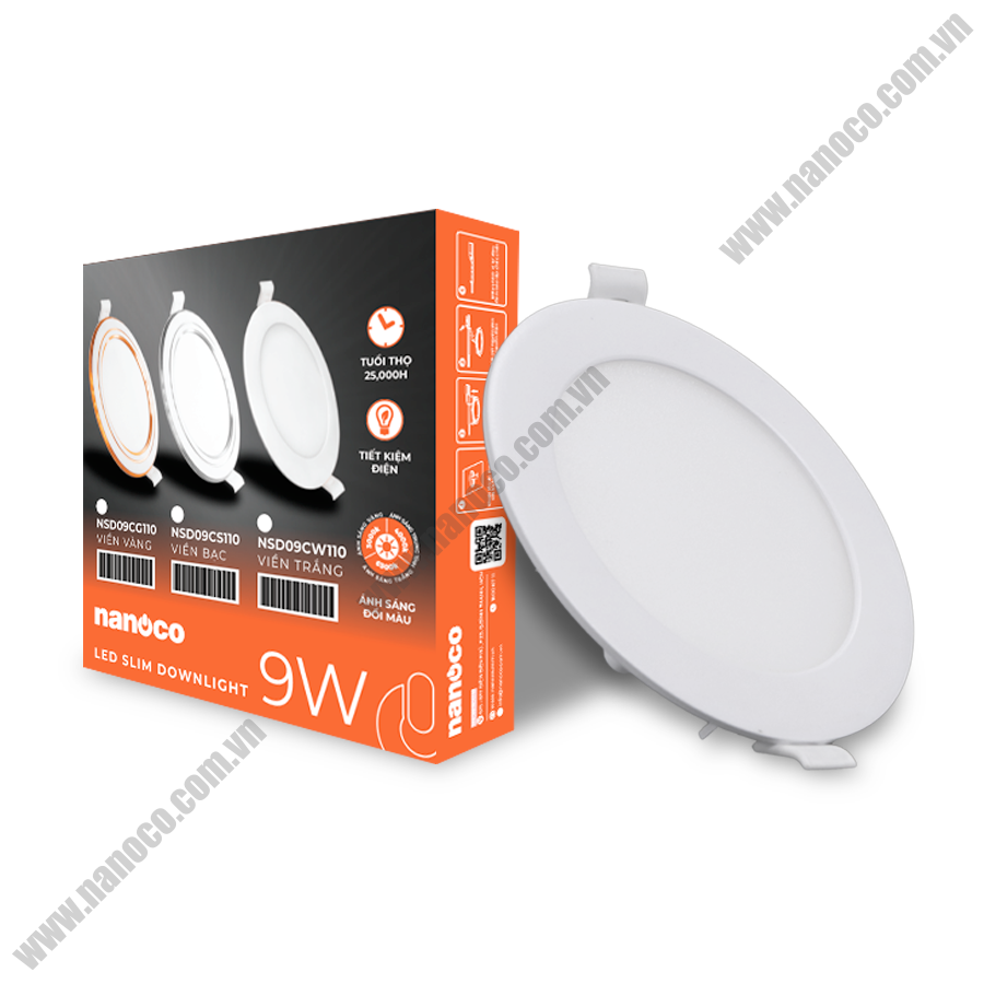  Đèn LED Downlight Nanoco siêu mỏng viền vàng/ viền bạc - IP20 