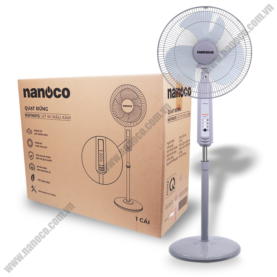 Quạt Đứng Nanoco NSF1601G (Màu xám)