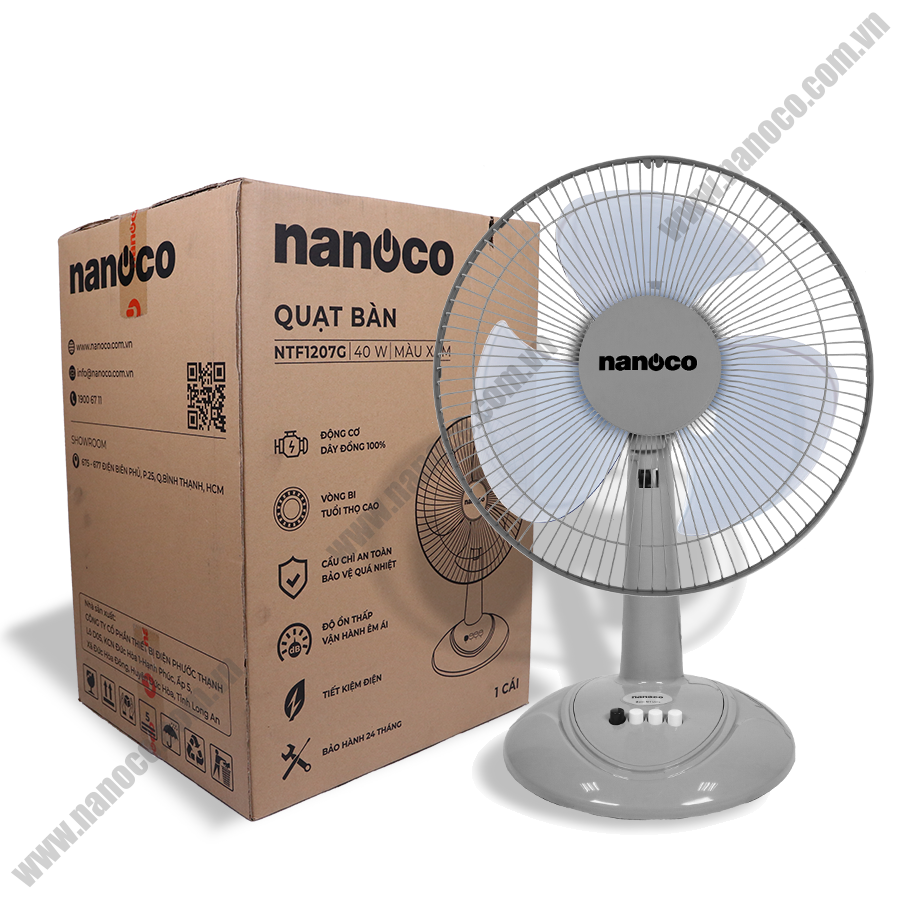 Quạt Bàn Nanoco NTF1207G (Màu xám)