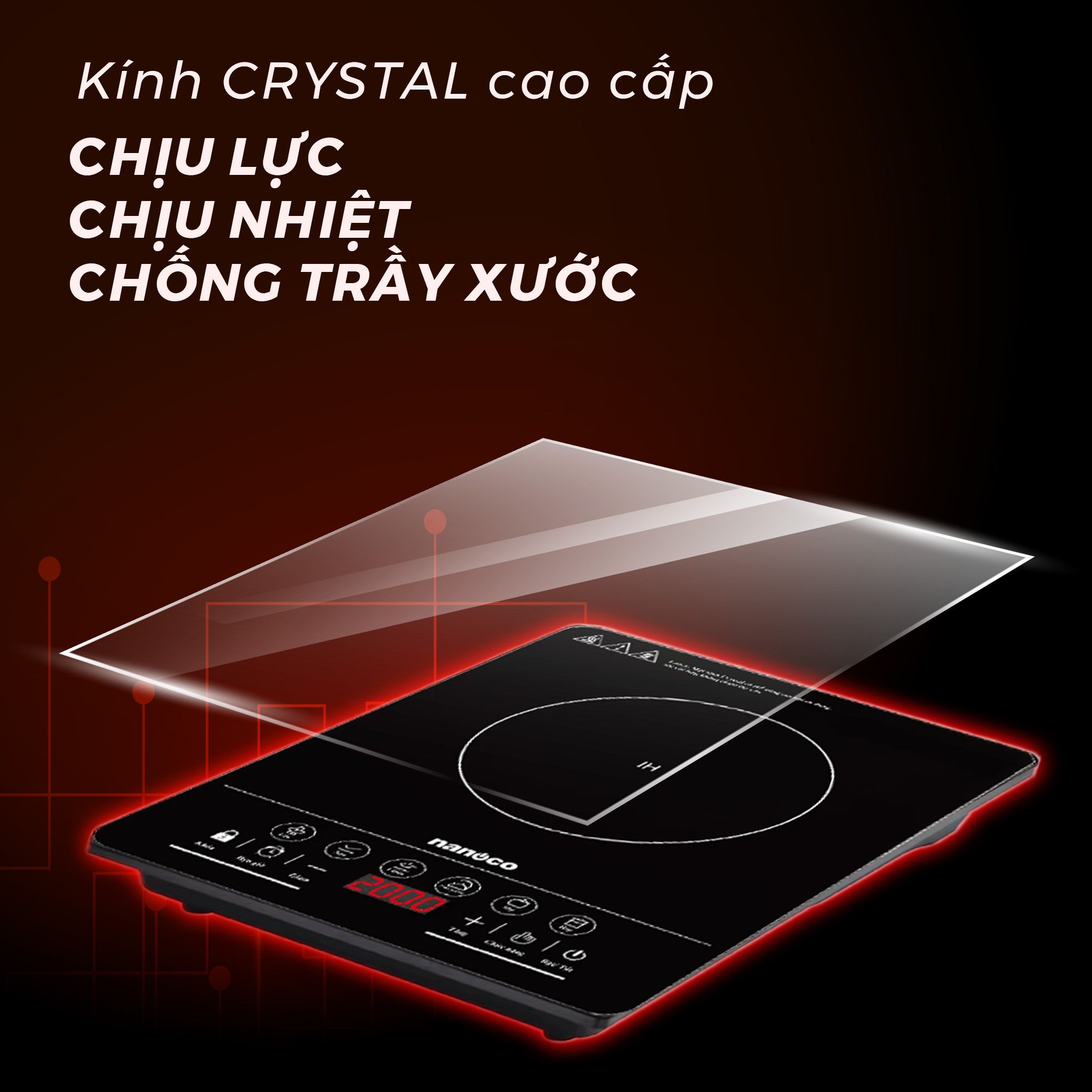 Bếp từ đơn chính hãng Nanoco NICY660 - Mặt kính crystal