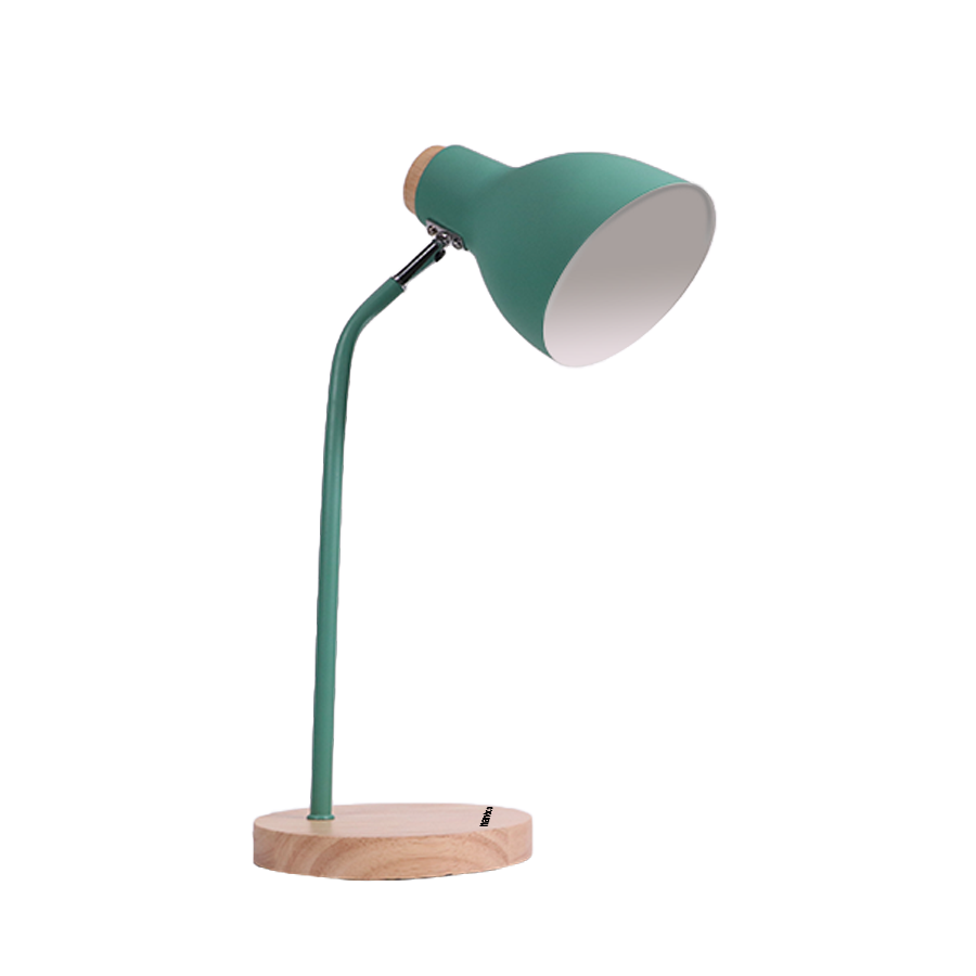 Đèn bàn E27 đế gỗ màu xanh NDKC03WG