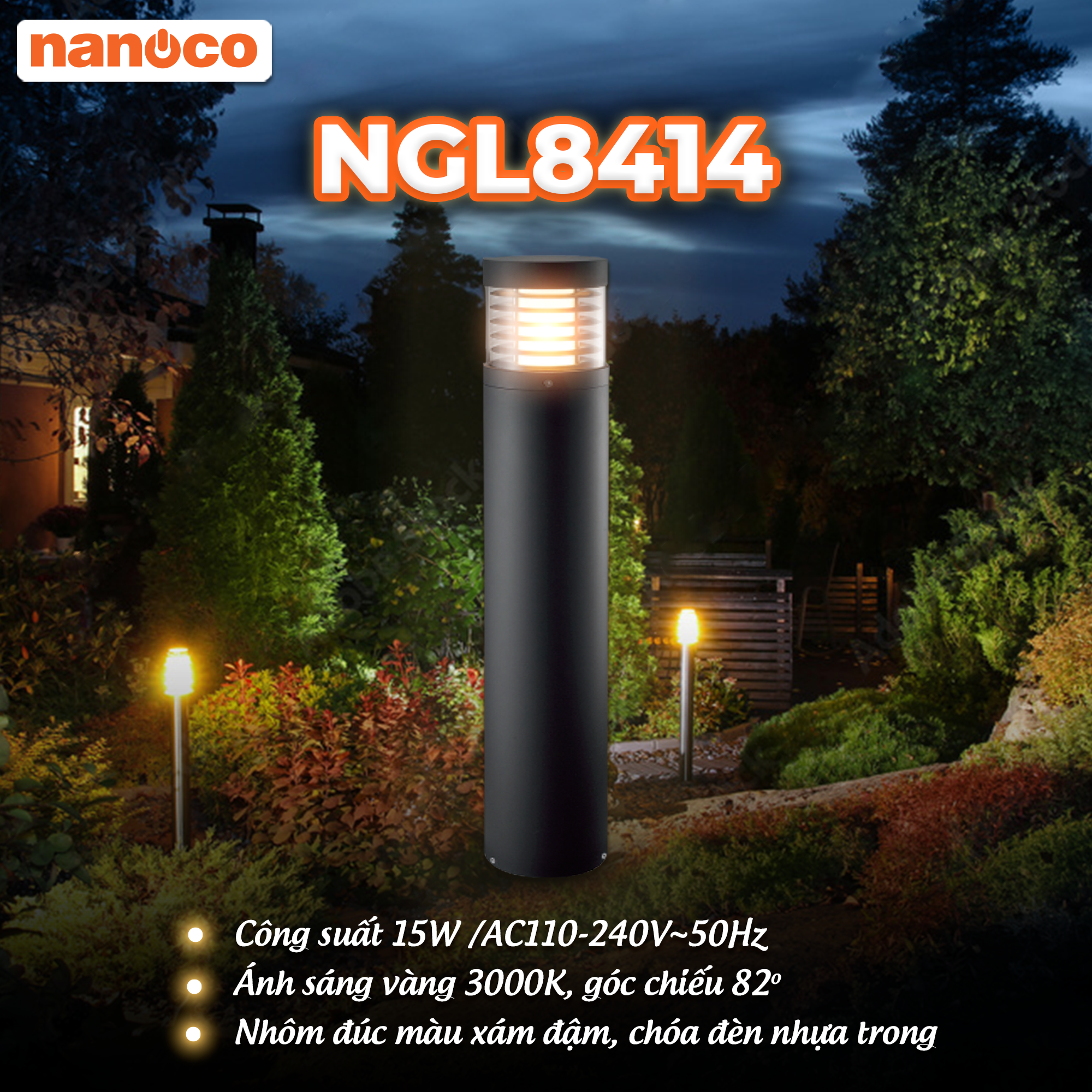Đèn Sân Vườn Trụ LED Nanoco NGL8414