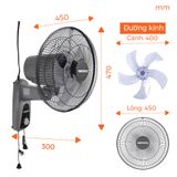  Quạt Treo Tường Nanoco NWF1604G (Màu Xám) 