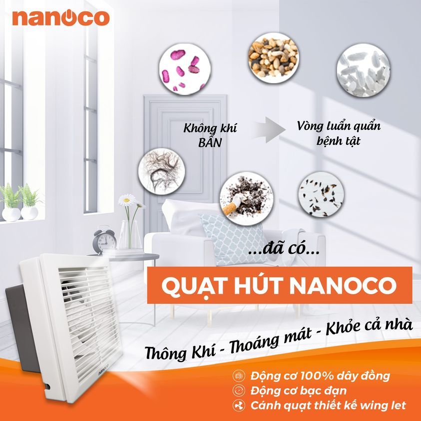  Quạt hút gắn tường 1 chiều Nanoco NWV1520 