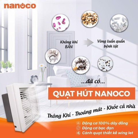  Quạt hút gắn tường 1 chiều Nanoco NWV2020 