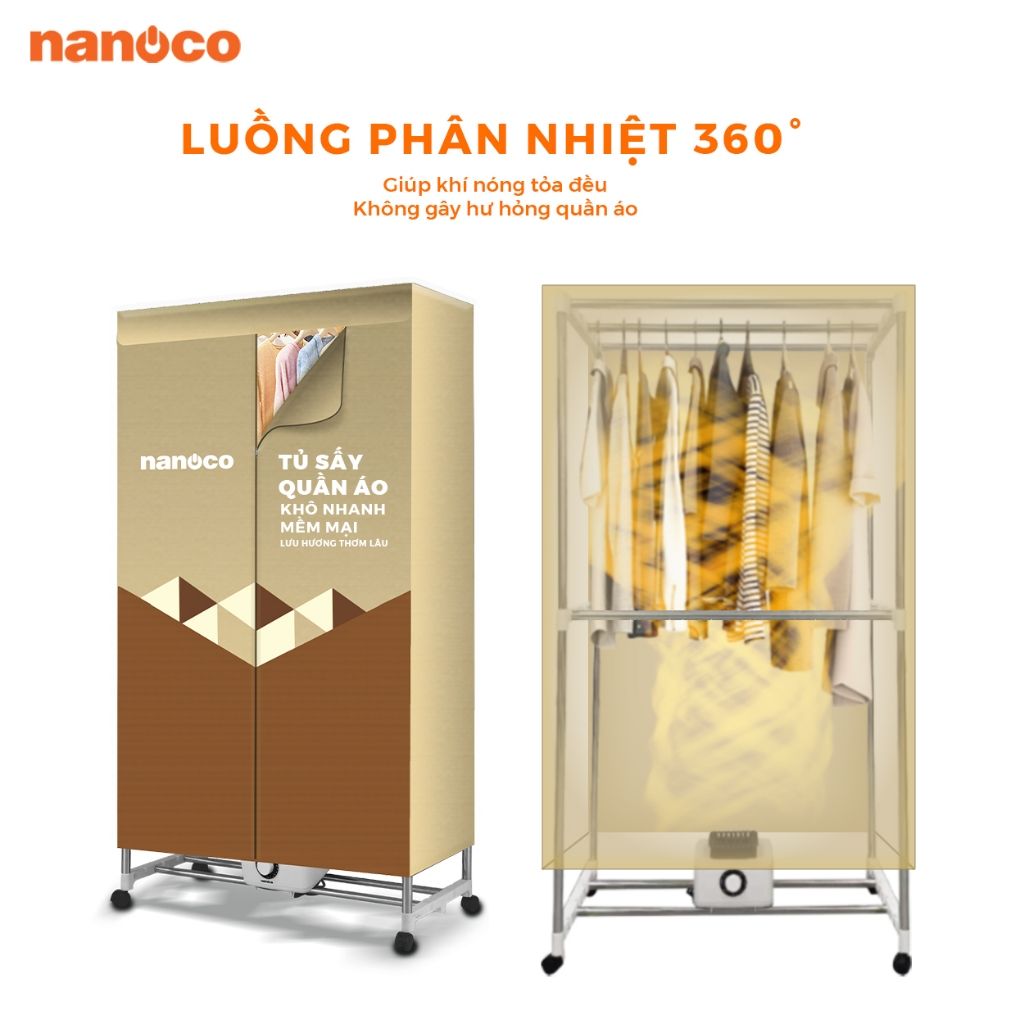  Tủ sấy quần áo Nanoco NCV2006 - treo quần áo tối đa 30 kg 