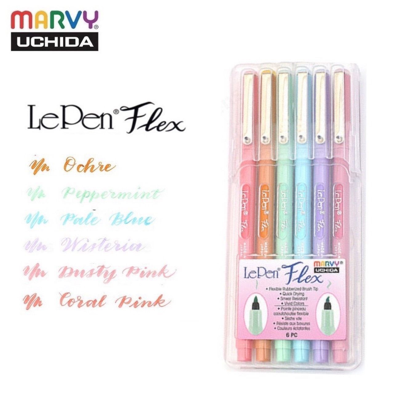 Bút lông đầu cọ linh hoạt Le Pen Flex MARVY 4800 PASTEL