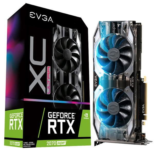 Evga Geforce RTX 2070 Super Xc Ultra, Overclocked, 2.75 Slot Extreme Cool Dual, 70C Gaming, RGB, Metal Backplate, 08G-P4-3173-Kr, 8GB Gddr6