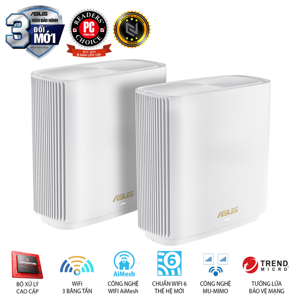 Bộ định tuyến MESH Asus ZenWiFi Router XT8 (W-2-PK), Chuẩn AX6600 ( 1 bộ 2 chiếc )