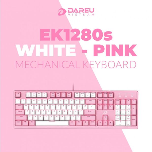 Bàn phím cơ DARE-U EK1280S Pink- White Blue switch