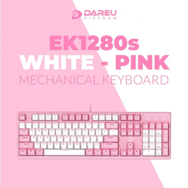 Bàn phím cơ DARE-U EK1280S Pink- White Brown switch