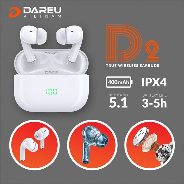 Tai nghe DareU D2 (TWS EARBUDS) True Wireless