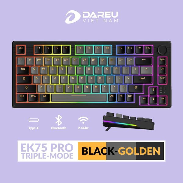 Bàn phím cơ DAREU EK75 PRO Black  Golden Firefly Switch