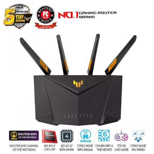 Bộ phát wifi 6 Asus TUF Gaming AX4200 (Chuẩn AX/ AX4200Mbps/ 4 Ăng-ten ngoài/ Wifi Mesh/ Dưới 80 User)