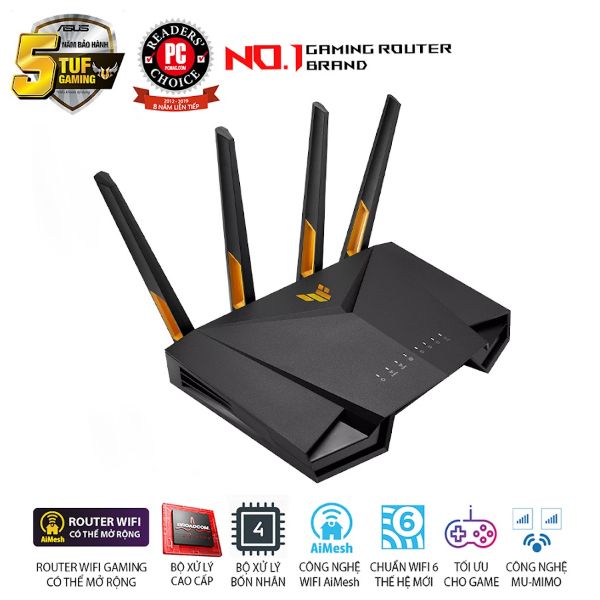 Bộ phát wifi 6 Asus TUF Gaming AX4200 (Chuẩn AX/ AX4200Mbps/ 4 Ăng-ten ngoài/ Wifi Mesh/ Dưới 80 User)