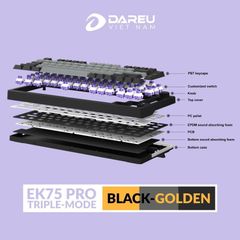 Bàn phím cơ DAREU EK75 PRO Black  Golden Firefly Switch