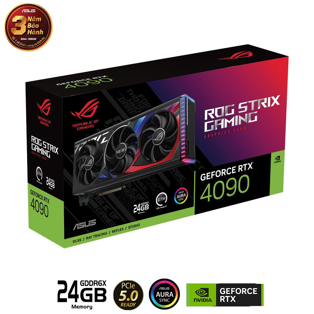 Card màn hình ASUS ROG STRIX RTX 4090 24G GAMING PCIe 5.0 24GB GDDR6X Aura Sync