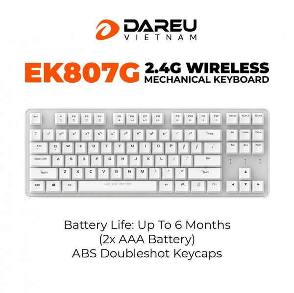 Bàn phím cơ DareU EK807G Wireless White