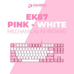 Bàn phím cơ DareU EK87 Pink White- Blue switch