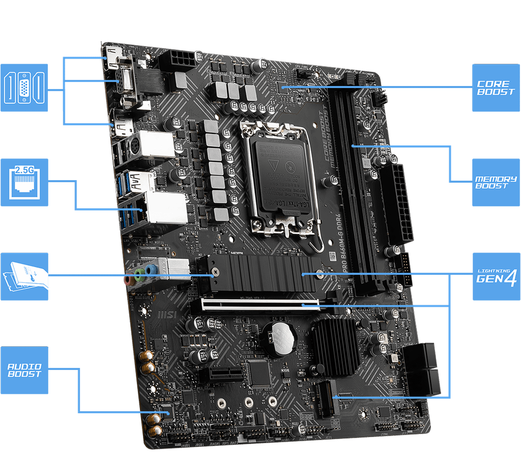 MAINBOARD MSI PRO B660M G DDR4 ( LGA1700 / M-ATX / 2XDDR4 )