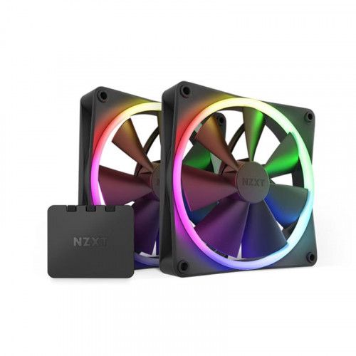 NZXT F140 RGB Twin Pack Fan – Black, 2 x 140mm RGB Fans & Controller