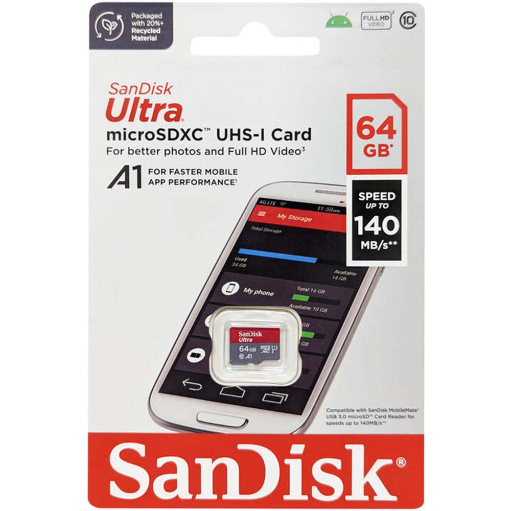 Thẻ nhớ MicroSDXC SanDisk Ultra A1 64GB 140MB/s SDSQUAB-064G-GN6MN