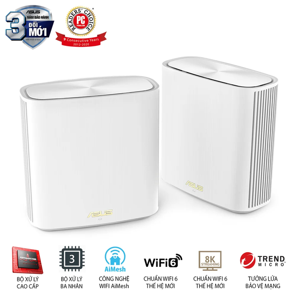 Bộ định tuyến MESH WiFi 6 Asus ZenWiFi XD6 (W-2-PK) chuẩn AX5400