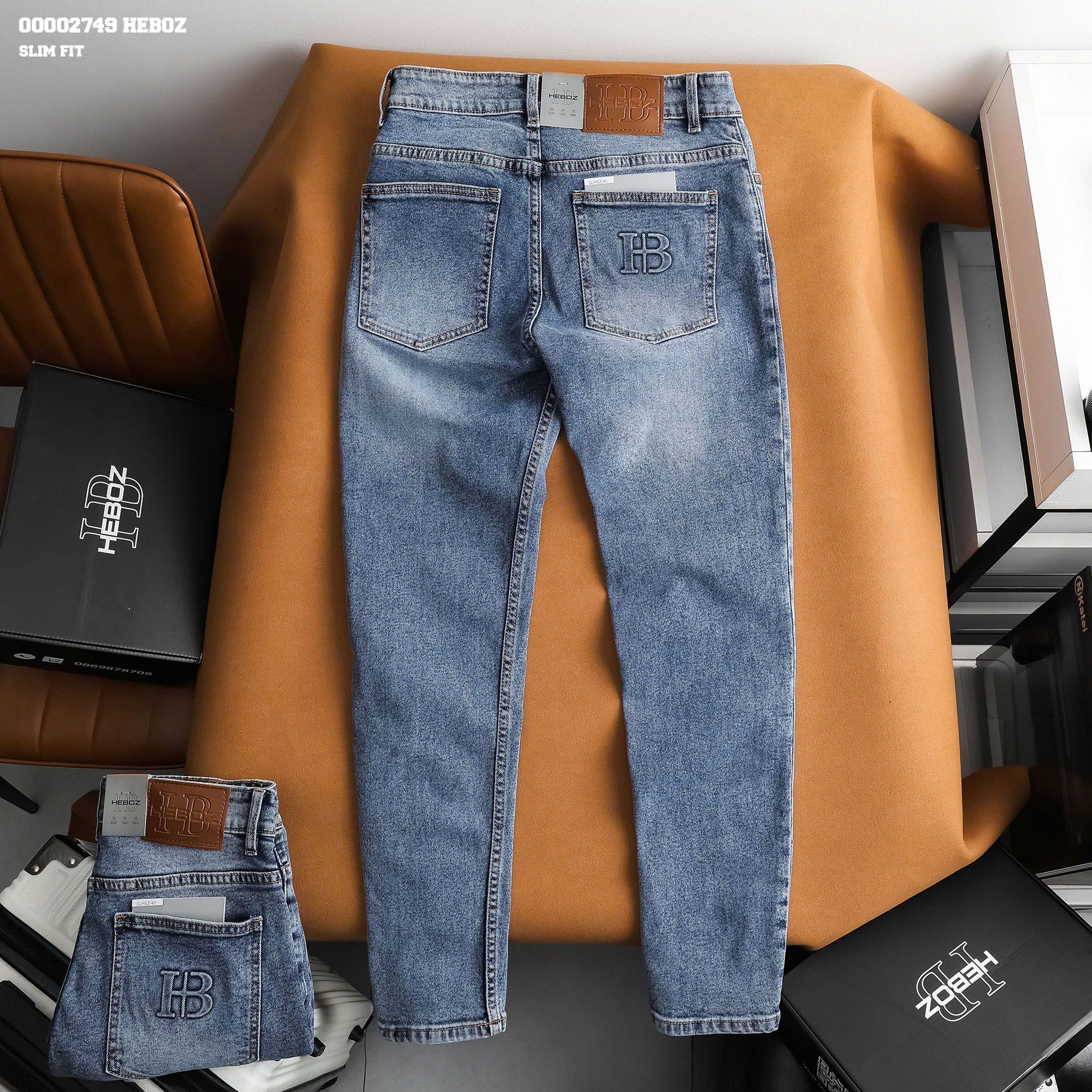 Quần jean nam Heboz dáng slim trơn D040 - 00002749