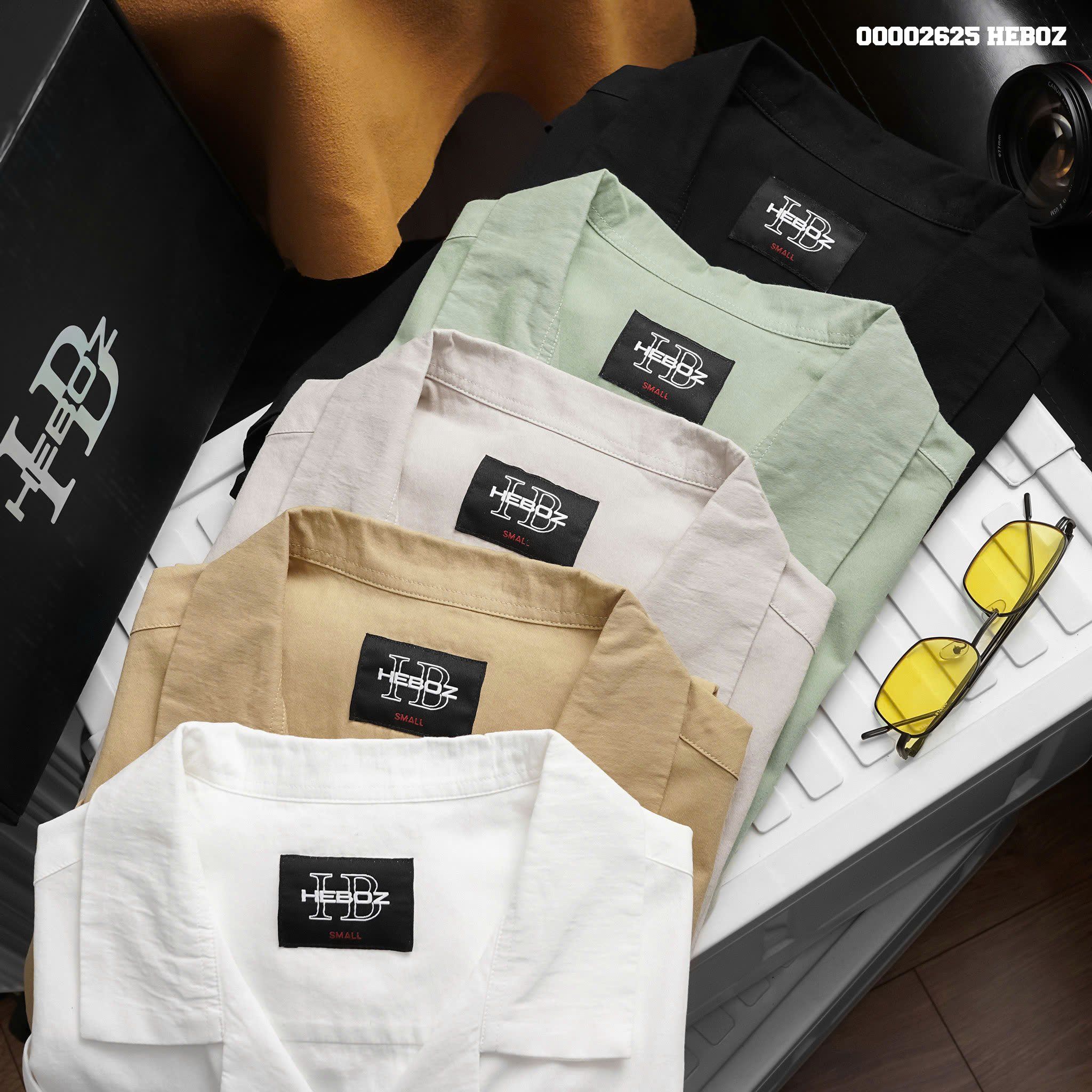Áo sơ mi nam Heboz cổ pijama kaki 5M - 00002625