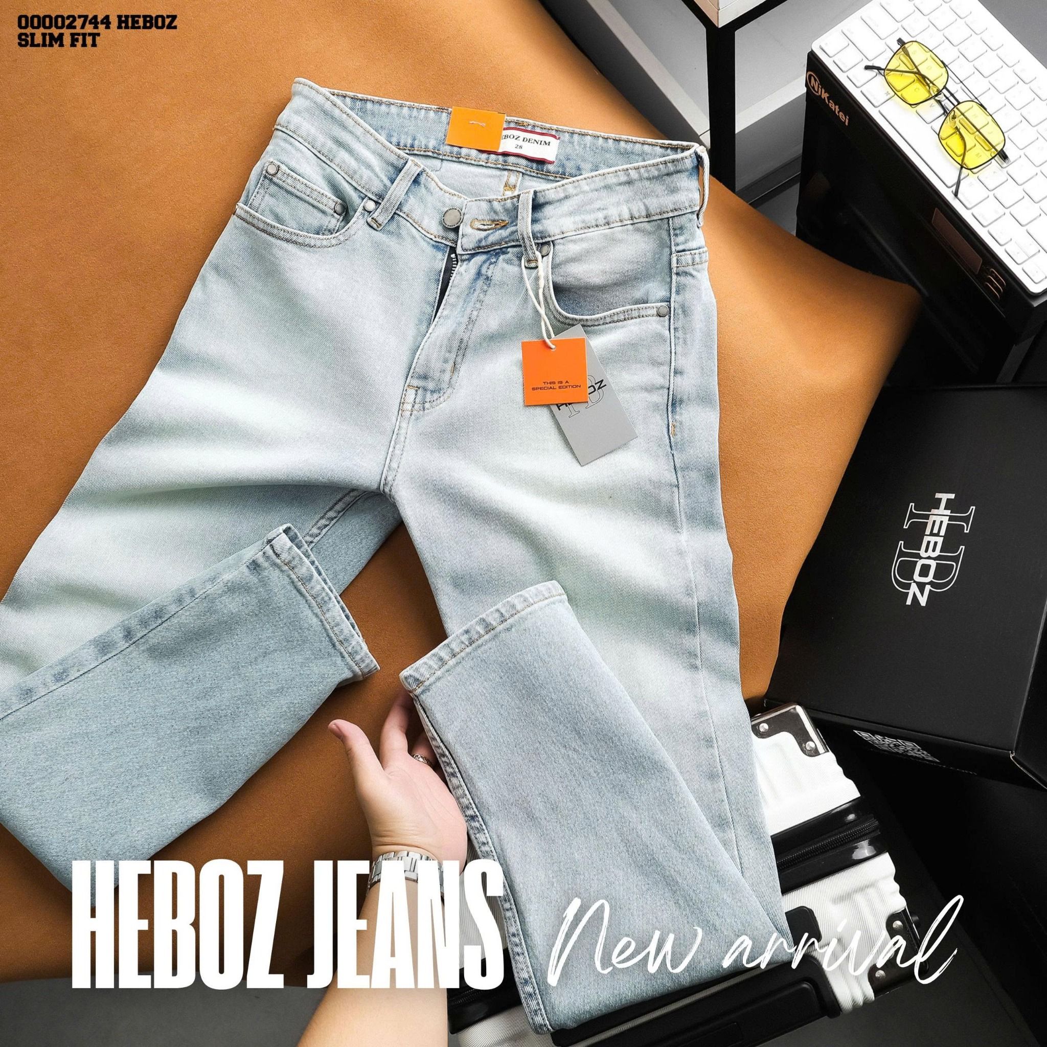 Quần jean nam Heboz dáng slim trơn D041 - 00002744