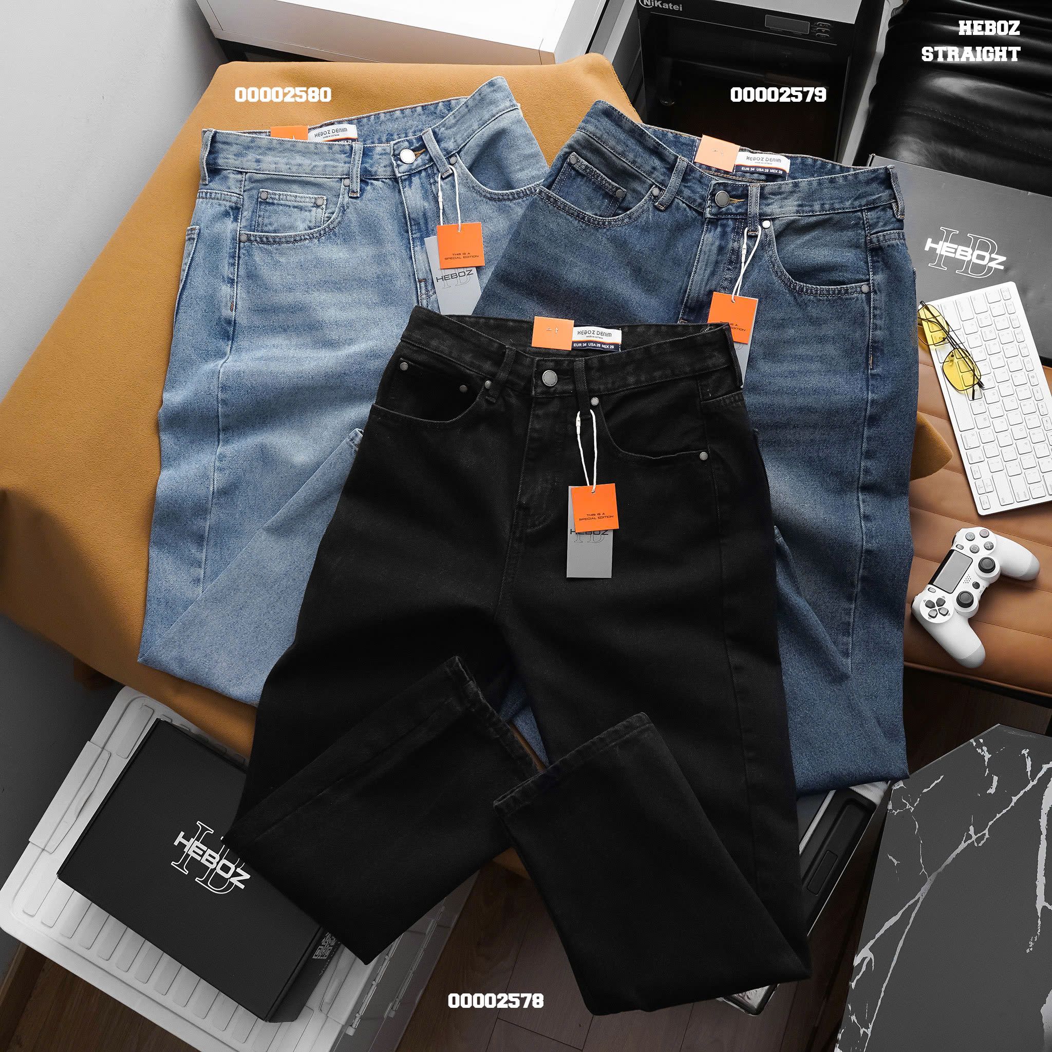 Quần jean suông Heboz D002(XANH ĐẬM) - 00002579