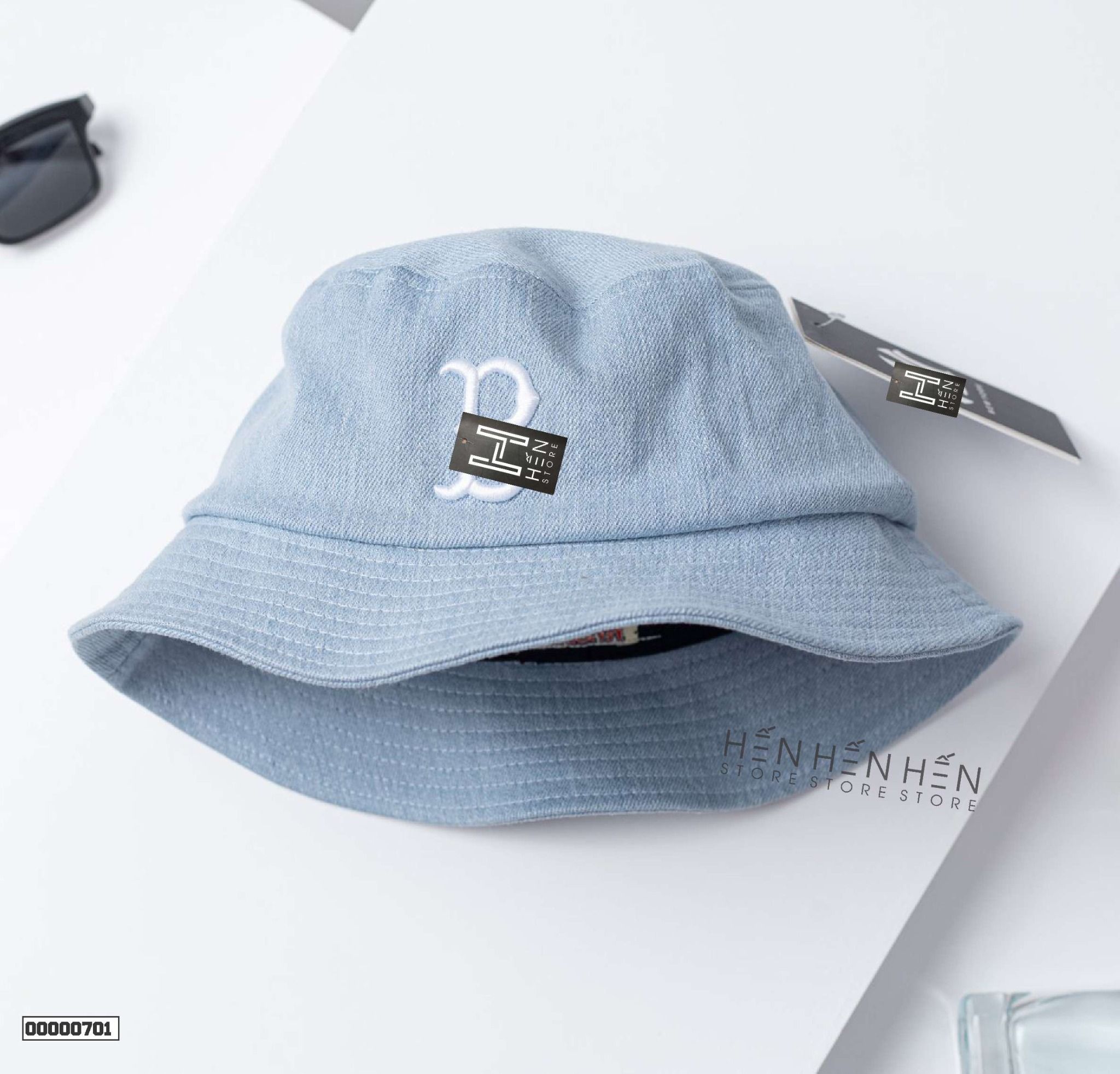 Nón bucket jean MLB xanh -00000701