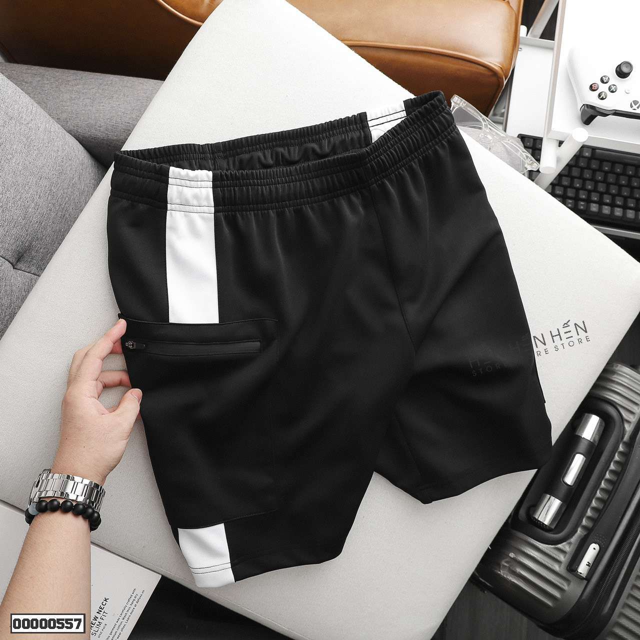 Quần short thun NK túi zip 4M