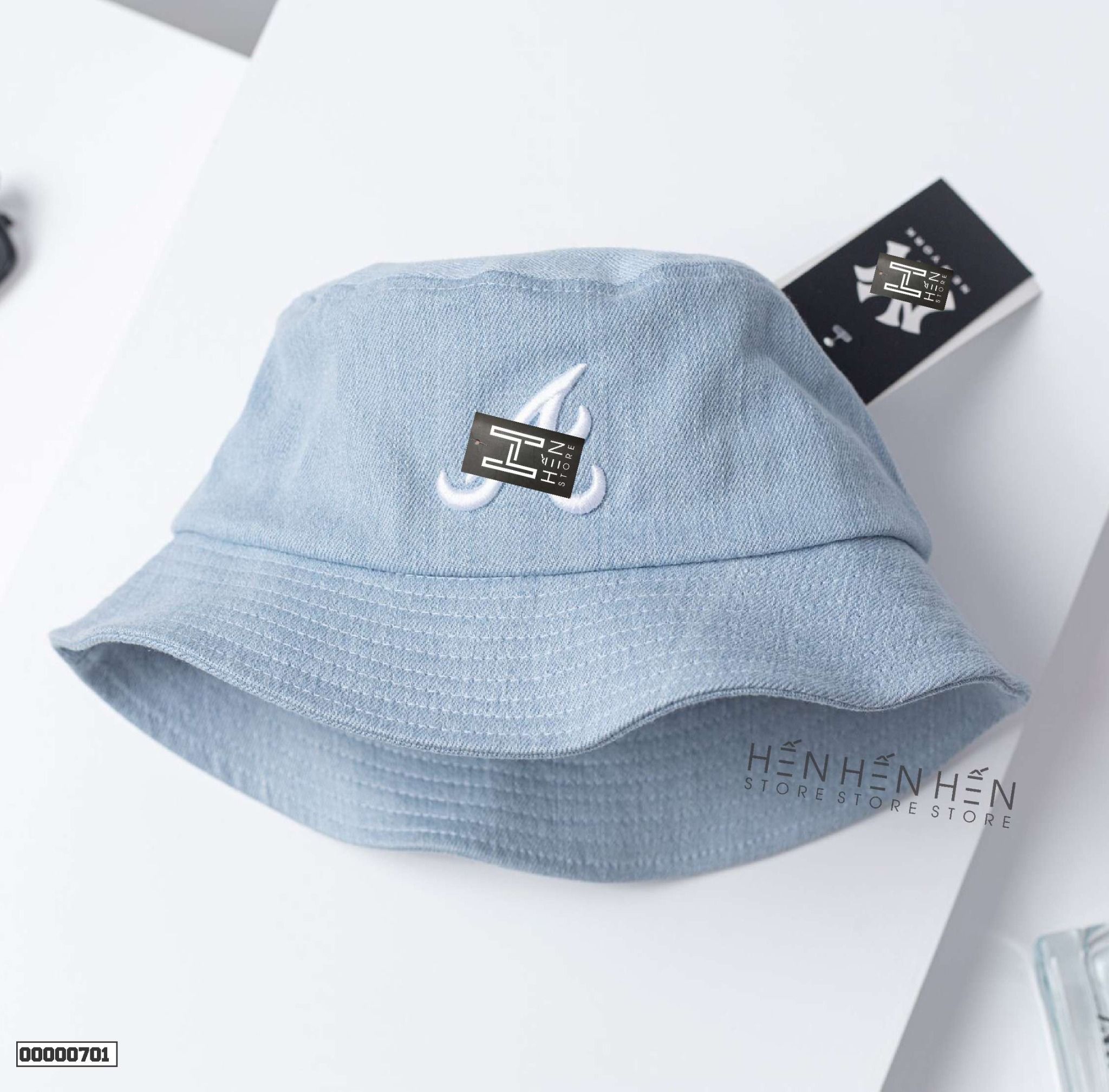 Nón bucket jean MLB xanh -00000701