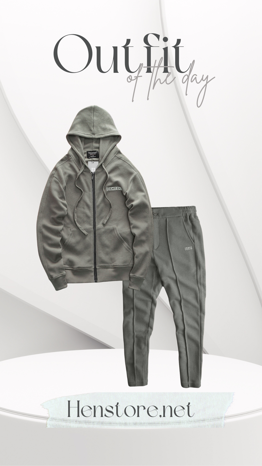 Set nỉ pique logo Heboz 2M - Xám