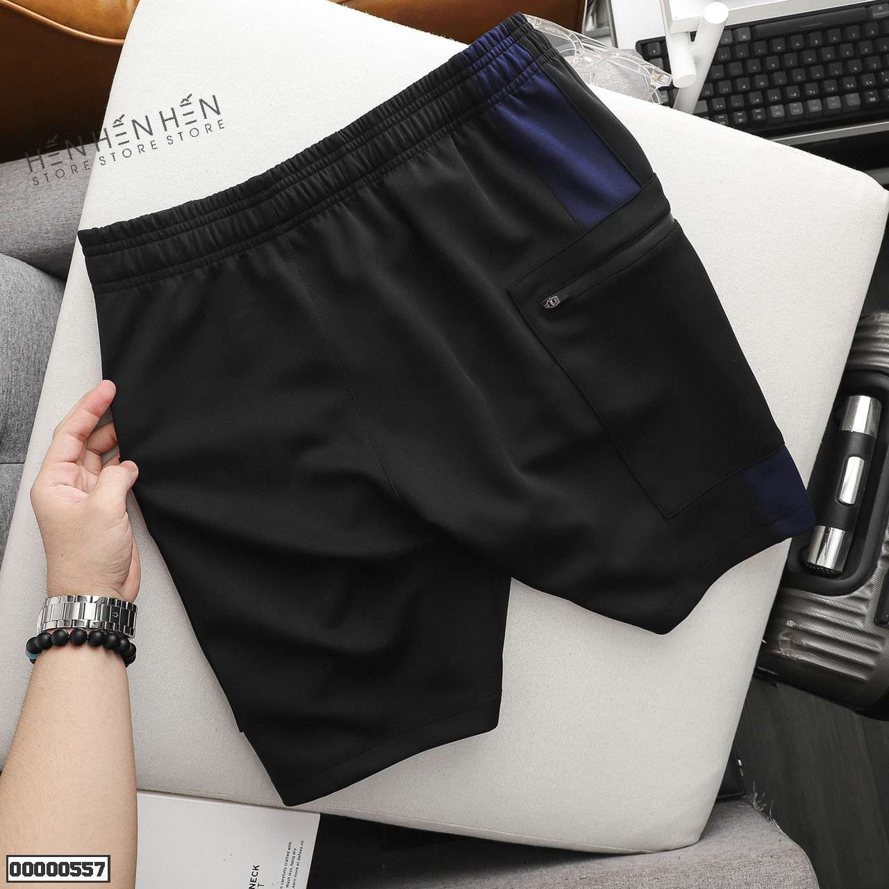Quần short thun NK túi zip 4M