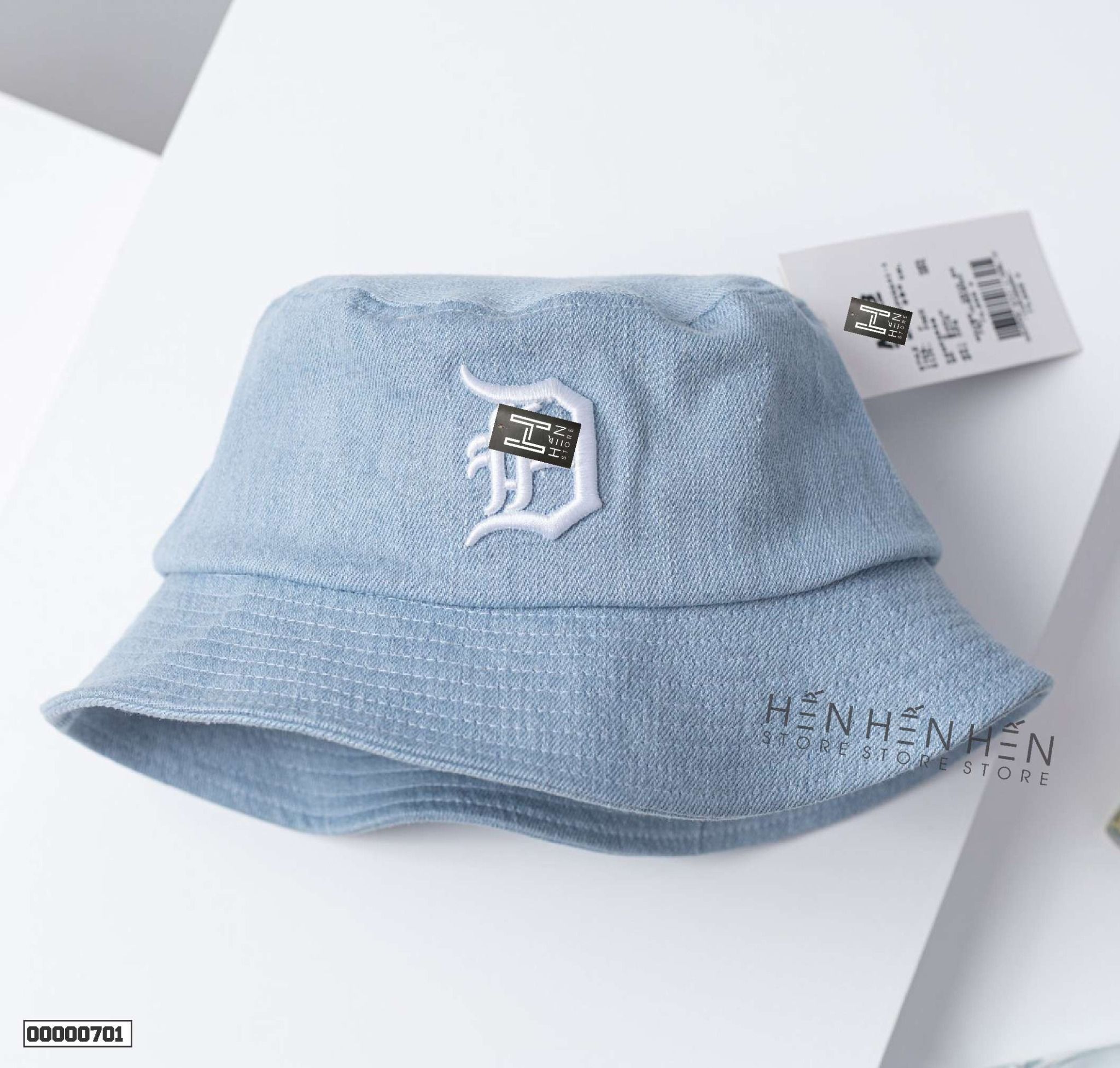 Nón bucket jean MLB xanh -00000701