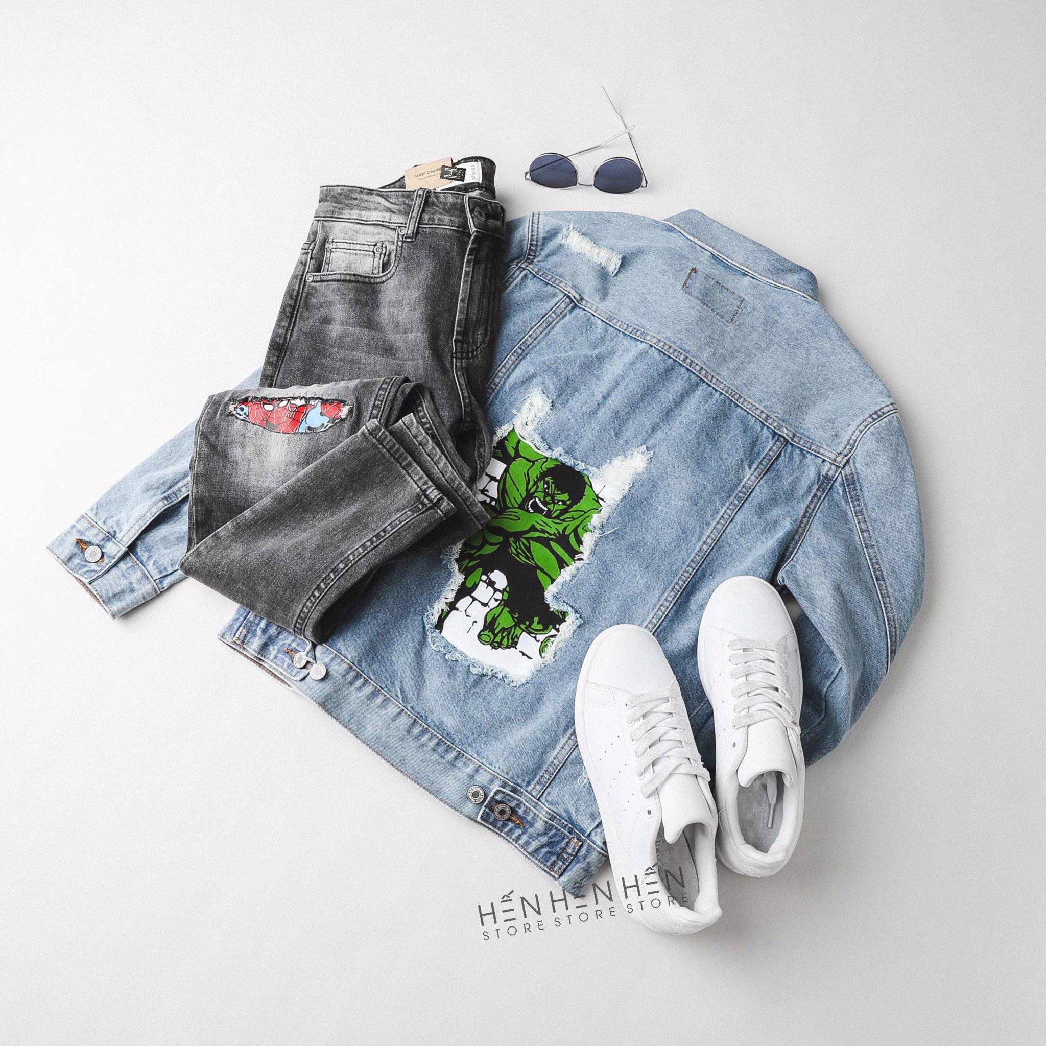 Áo khoác jean PB rách 2M