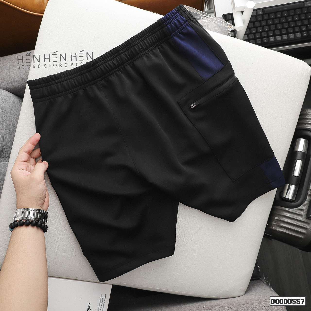 Quần short thun NK túi zip 4M