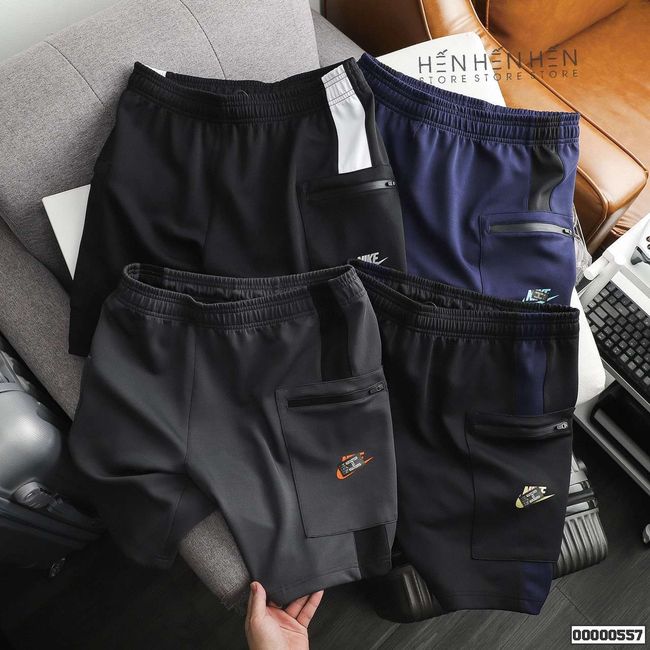 Quần short thun NK túi zip 4M
