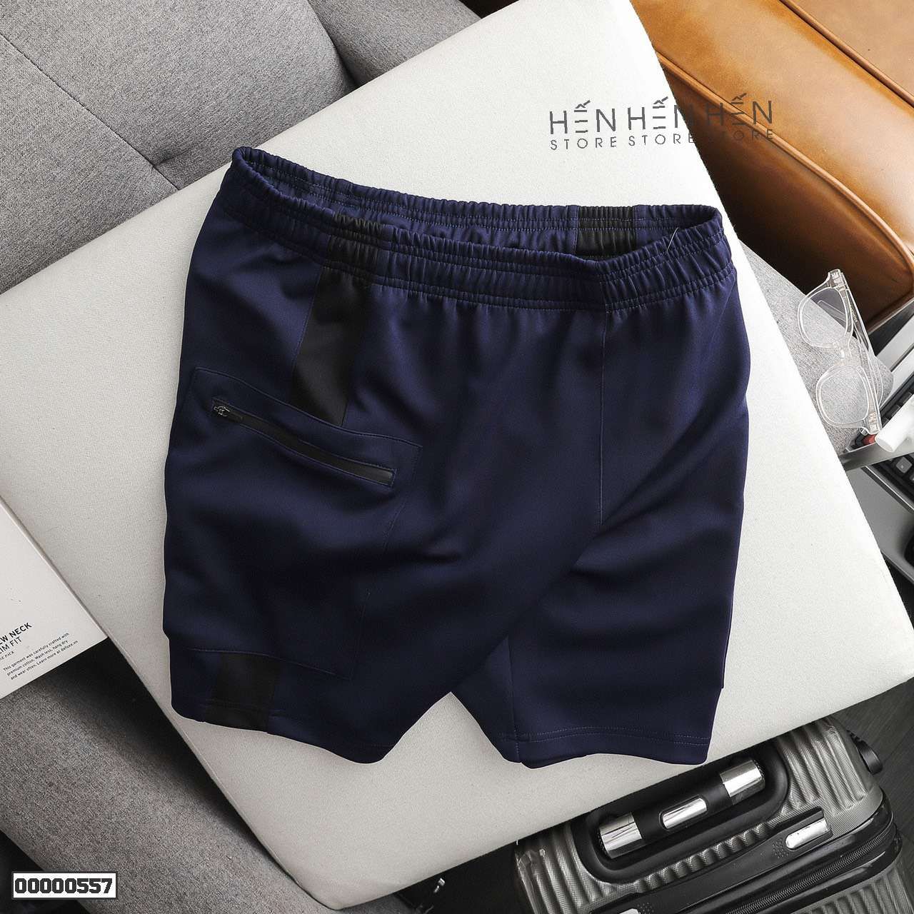 Quần short thun NK túi zip 4M