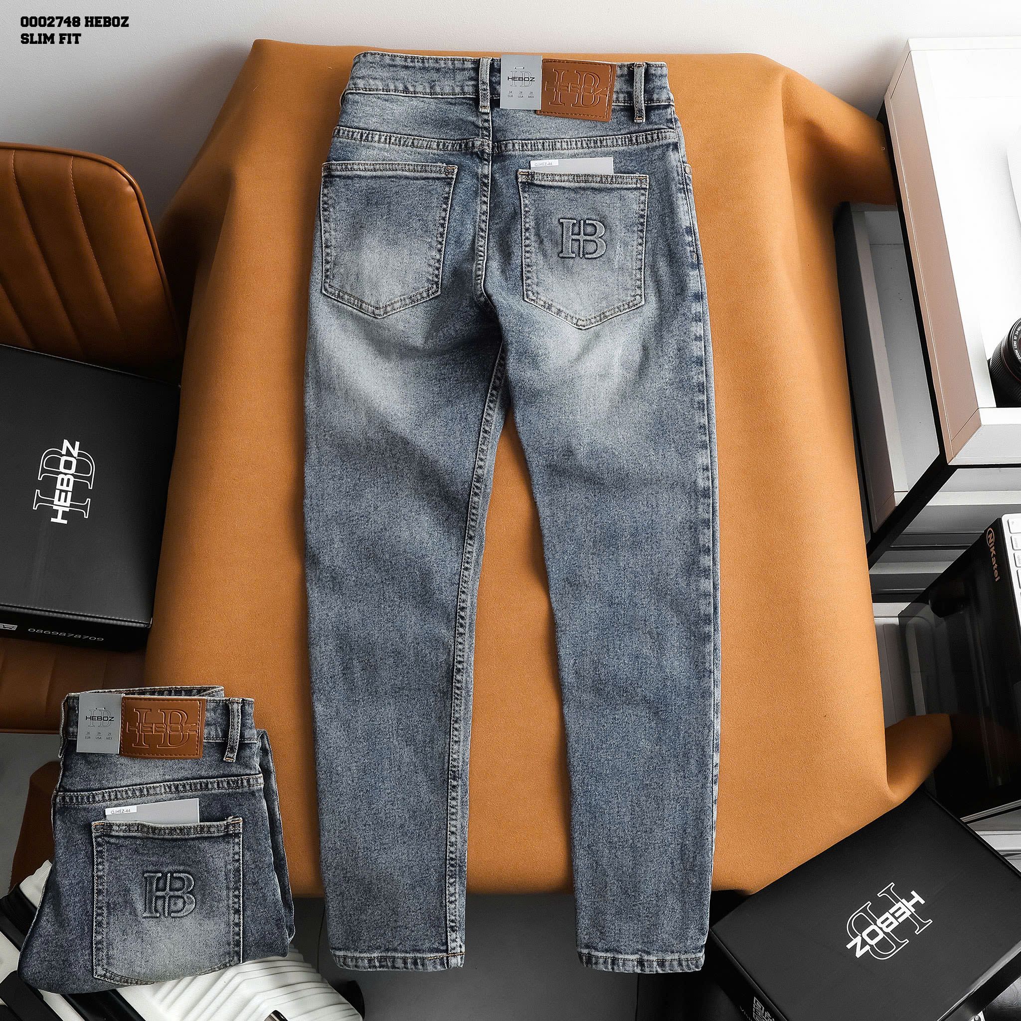 Quần jean nam Heboz dáng slim trơn D044 - 00002748