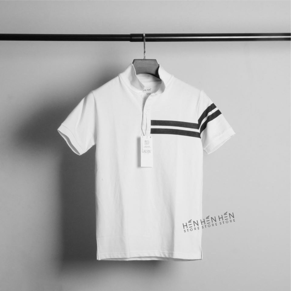 Áo polo Gavil trắng vạch đen