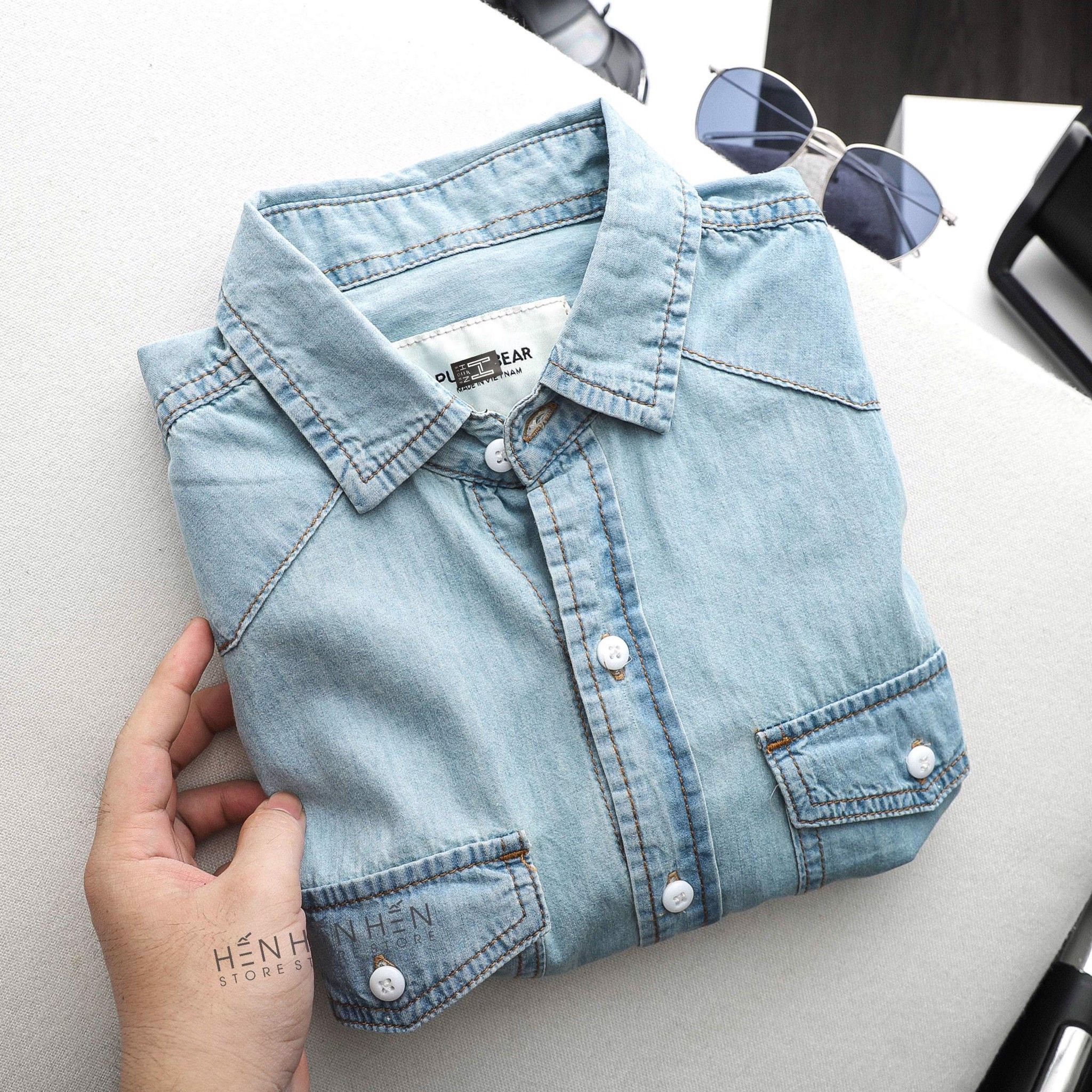 Áo denim ngắn tay PB 4M