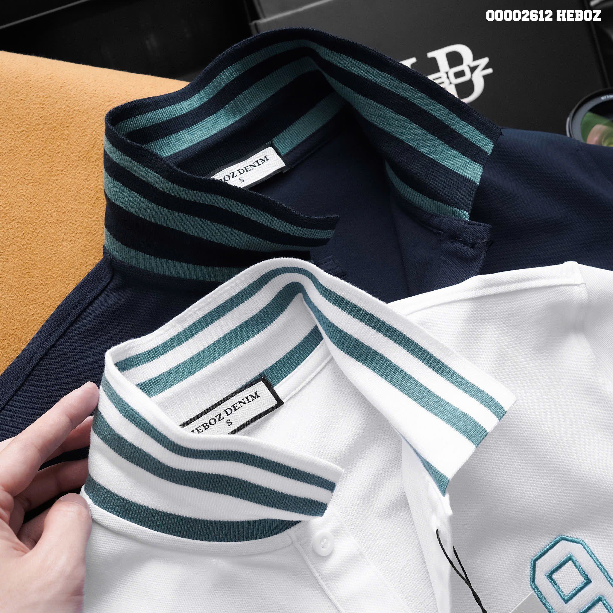 Áo polo nam Heboz green neckline 2M - 00002612